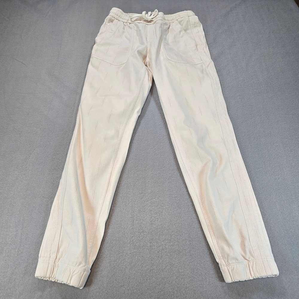Athleta Farallon Printed Jogger Womens 0 Cream Organic Cotton Textured Pants